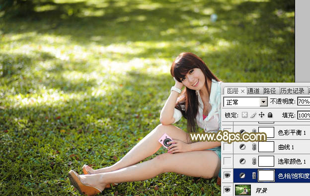 Photoshop打造甜美柔和的暖褐色草地美女图片4