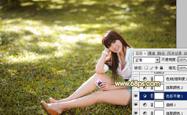 Photoshop打造甜美柔和的暖褐色草地美女图片10