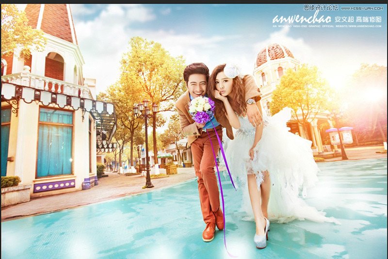 Photoshop调出韩式婚纱照梦幻童话效果1