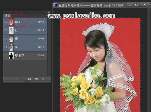 用Photoshop通道抠出透明婚纱5