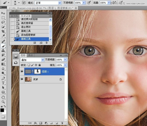 Photoshop给儿童照片锐化处理7