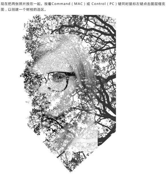 Photoshop制作人物与树木的双重曝光效果4
