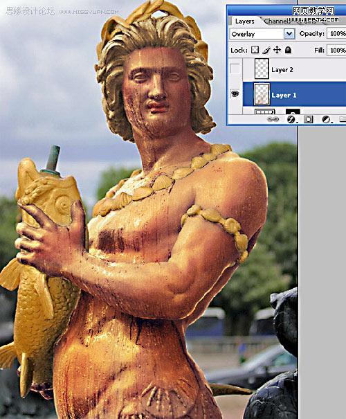 Photoshop把雕塑打造仿真人效果教程7
