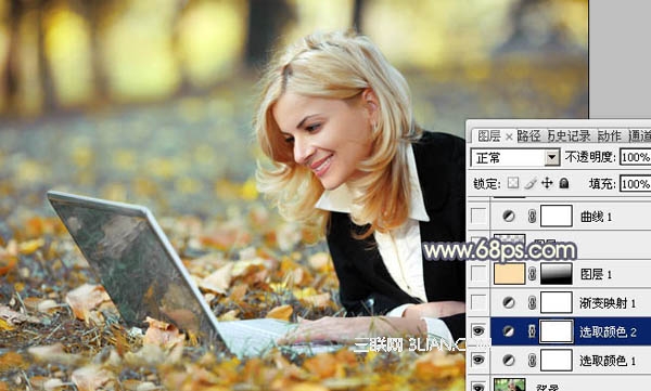 Photoshop调出草地上美女的秋天暖色调7