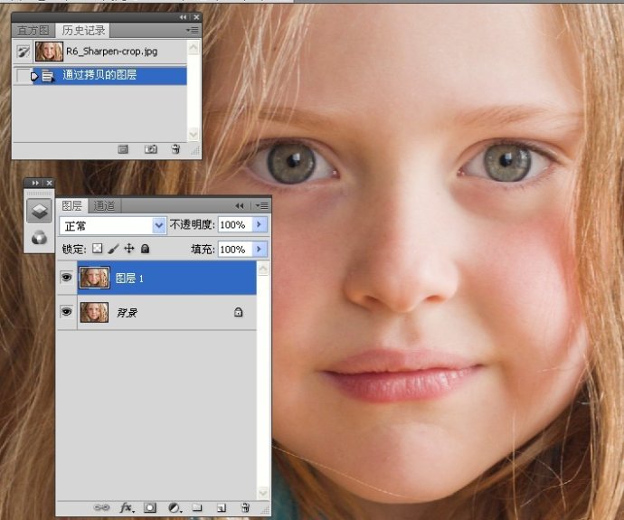 Photoshop给儿童肤色照片锐化处理3