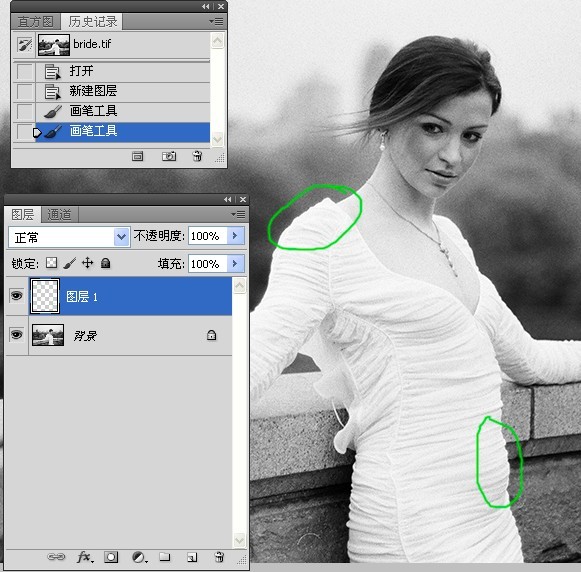 Photoshop给婚纱美女照片细节修身处理3