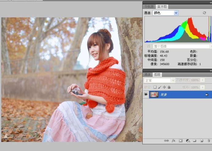 PhotoShop高/中/低调图片的直方图认识基础教程5