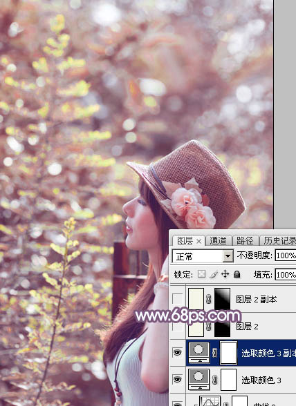 Photoshop将外景美女图片打造出淡美的粉褐色28
