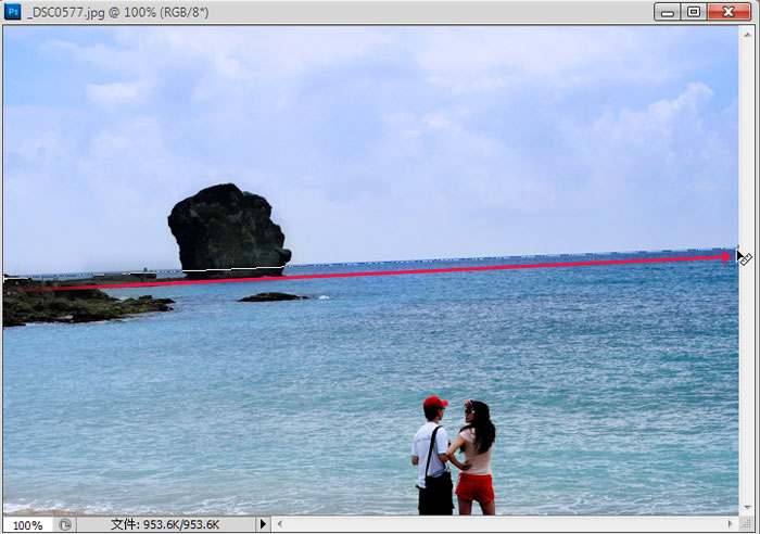 PhotoShop CS5修正倾斜照片的水平线教程3
