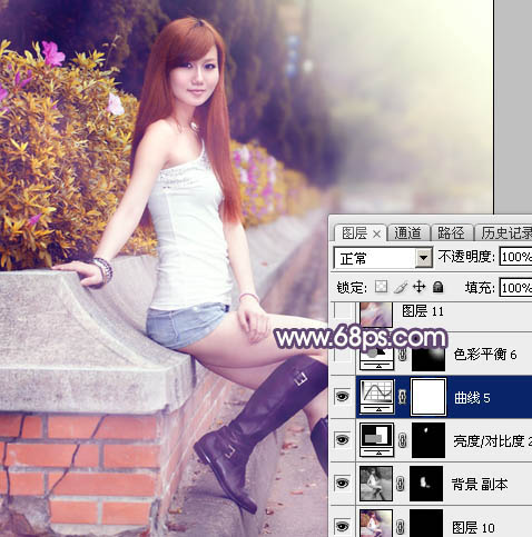Photoshop给夏季外景美女图片增加秋季阳光暖色26