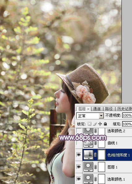 Photoshop将外景美女图片打造出淡美的粉褐色9