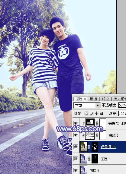 Photoshop给街道情侣图片加上梦幻的蓝色调42