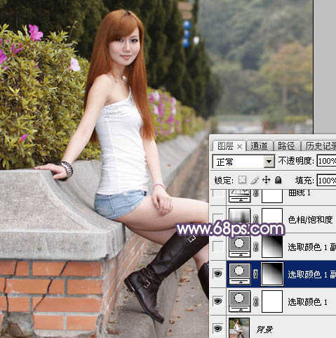 Photoshop给夏季外景美女图片增加秋季阳光暖色5