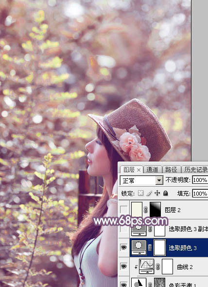 Photoshop将外景美女图片打造出淡美的粉褐色27