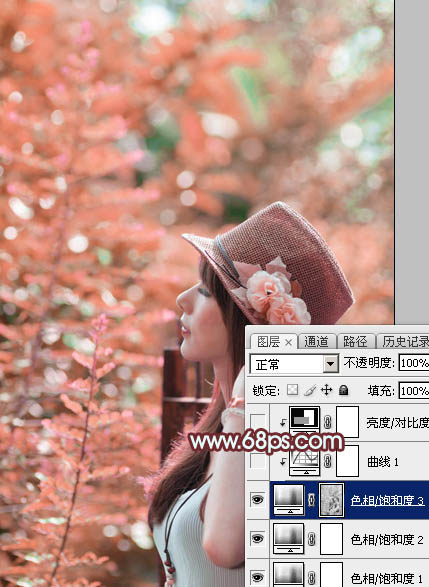 PS打造甜美粉红色秋季美女图9