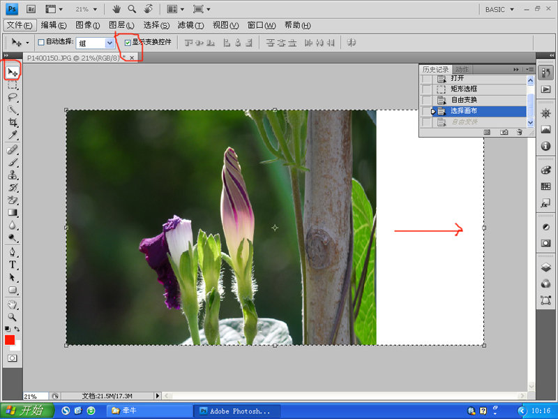 PhotoShop变换工具对摄影照片后期构图修复6