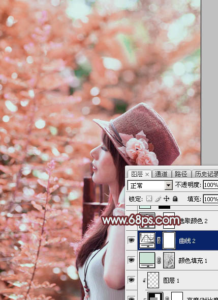 PS打造甜美粉红色秋季美女图17