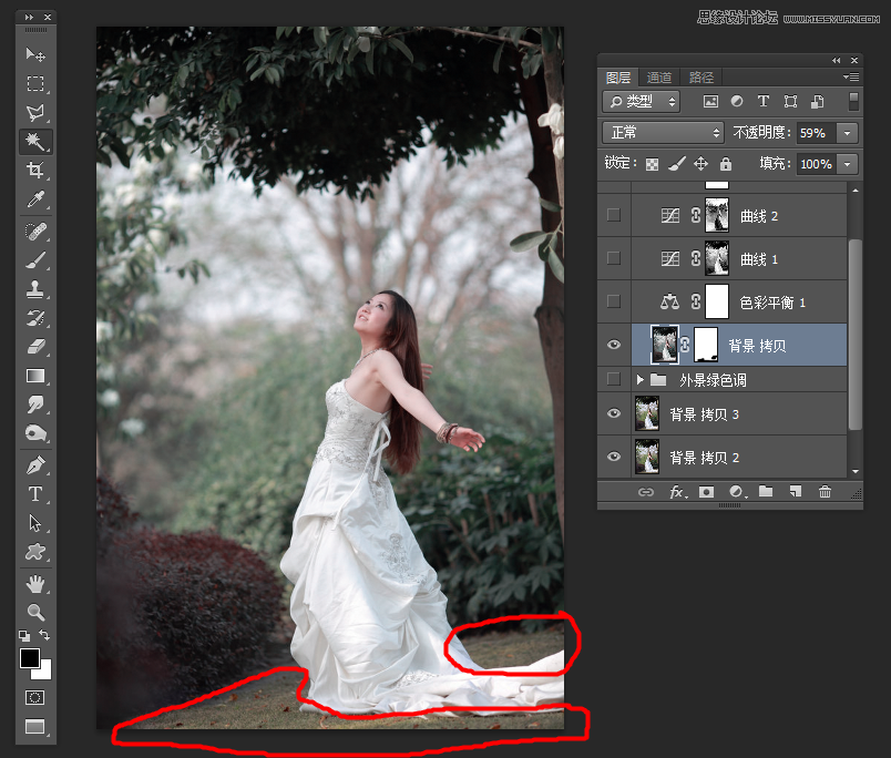 Photoshop调出新娘外景照片怀旧复古效果5