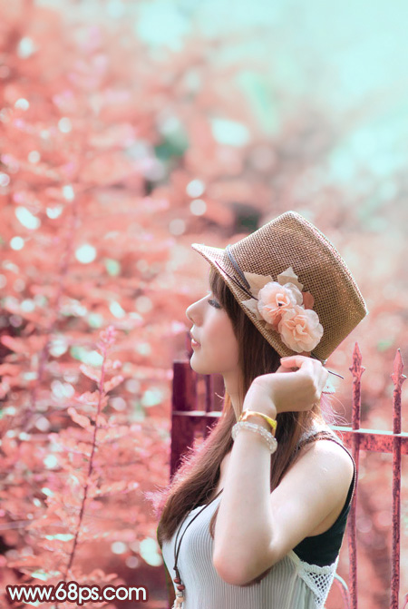 Photoshop打造甜美的粉红色秋季美女图片1