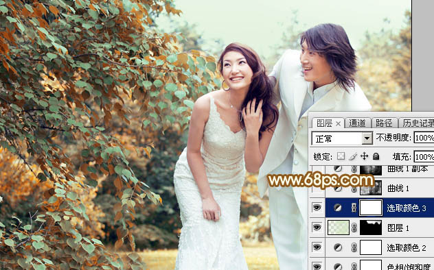 Photoshop打造唯美的黄褐色秋季外景婚片13