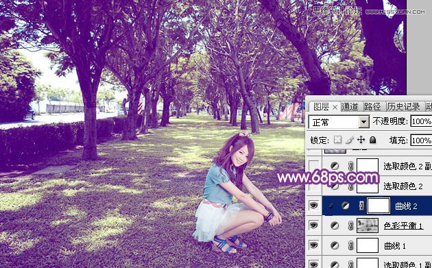 Photoshop调出夏季美女梦幻紫色效果13