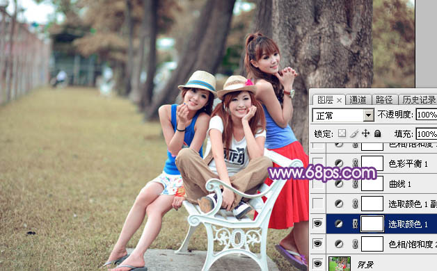 Photoshop打造唯美的粉紫色公园美女图片9
