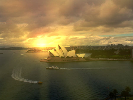 Photoshop给悉尼歌剧院加上霞光效果10
