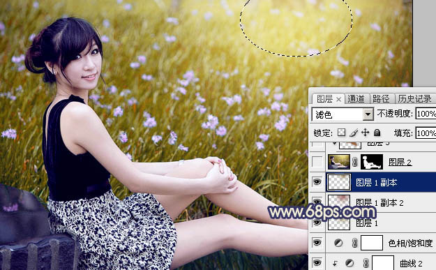 Photoshop打造甜美的暗褐色草地美女图片23