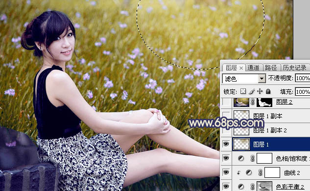 Photoshop打造甜美的暗褐色草地美女图片22