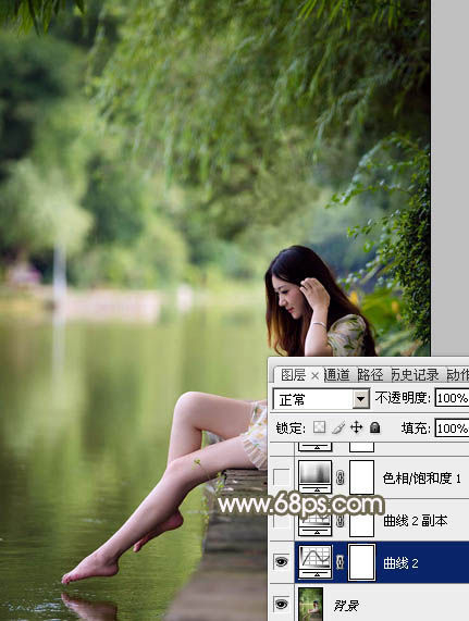 Photoshop打造甜美的红褐色河景美女图片5