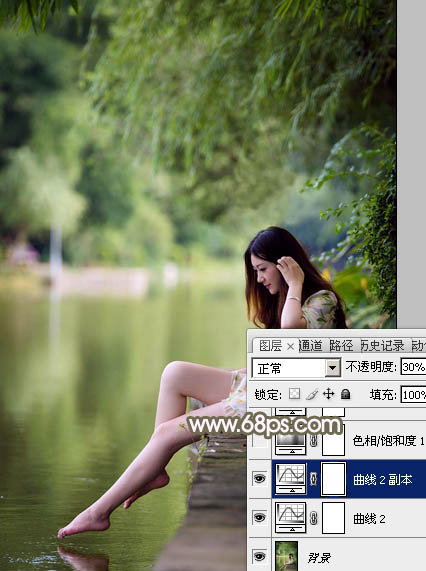 Photoshop打造甜美的红褐色河景美女图片6