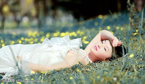 Photoshop调出躺在草地漂亮精灵女孩6