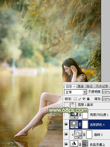 Photoshop打造柔美的黄青色湖景美女教程28