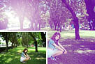 Photoshop给公园草木中的人物调出淡美的黄紫色1