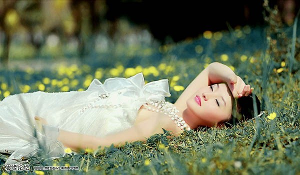 Photoshop调出躺在草地漂亮精灵女孩8