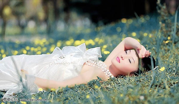 Photoshop调出躺在草地漂亮精灵女孩5