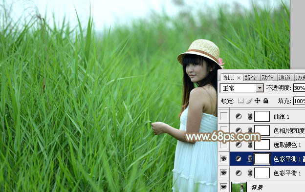 Photoshop给外景人物照片调出小清新的韩系淡褐色5