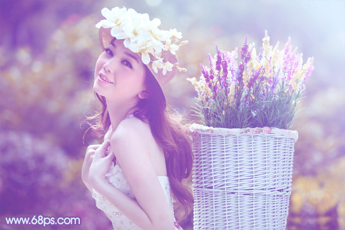 Photoshop给美女婚片调出甜美的蓝紫色2