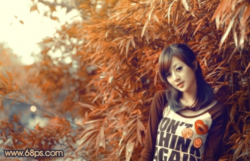 如何用Photoshop调出竹林美女甜美的橙红色2