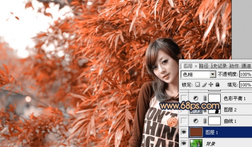 如何用Photoshop调出竹林美女甜美的橙红色3