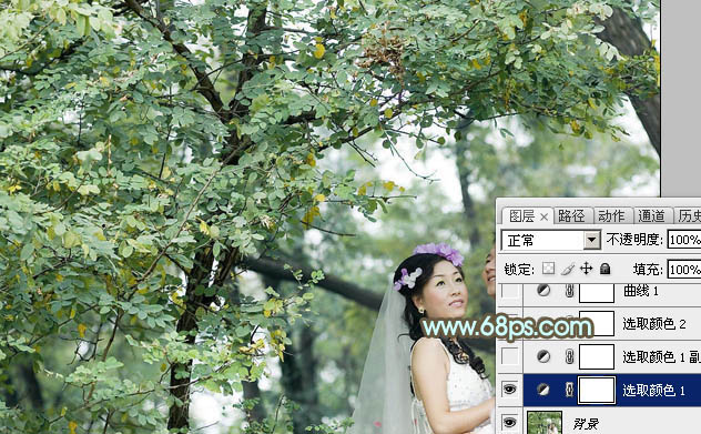 Photoshop给情侣婚片加上青绿色技巧5