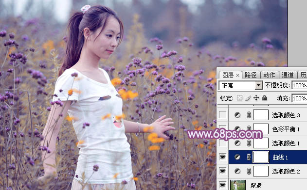Photoshop打造美女照片柔美的淡紫色技巧8