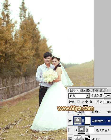 Photoshop给泛白的婚片增加柔美的霞光10