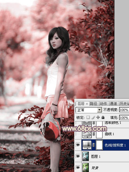 Photoshop打造人物照片小清新橙红色6
