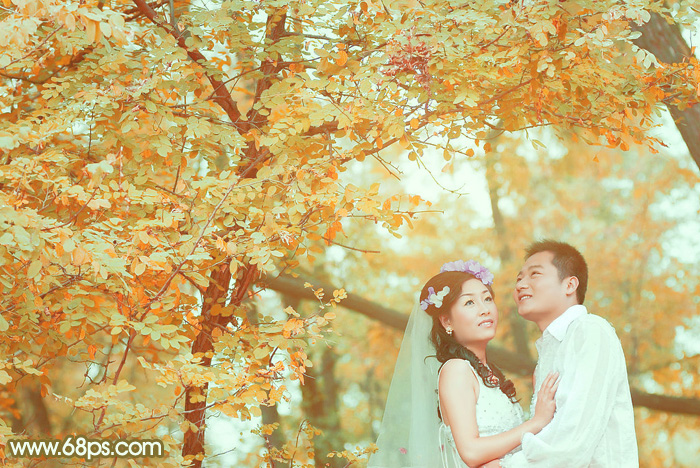 Photoshop打造橙绿色浪漫婚片3