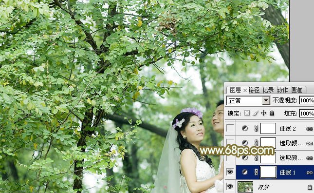 Photoshop打造橙绿色浪漫婚片5
