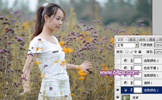 Photoshop打造美女照片柔美的淡紫色技巧6
