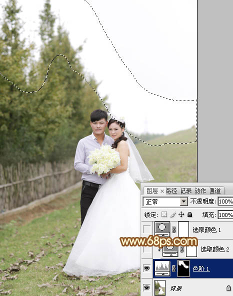 Photoshop给泛白的婚片增加柔美的霞光4