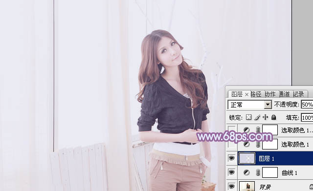 Photoshop给美女照片加上韩系淡紫色8