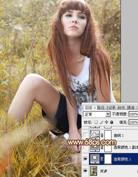 Photoshop给美女人物照片加上秋季橙色调技巧6